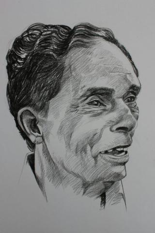 Kalamandalam Gangadharan Drawing by Anil Chithrakootam